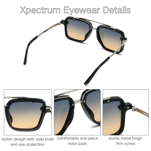 Image of Xpectrum Retro Square Aviator Sunglasses for Men Women Vintage 70s Disco Gangster Style Rectangle Glasses