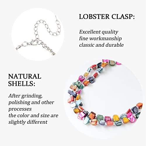 BULINLIN Boho Layered Shell Beaded Necklaces Handmade Colored Bead Choker Necklace Holiday Style Costume Jewelry for Women4