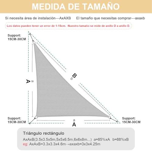 Toldo Vela Triangular de HDPE resistente con protección UV para terraza y jardín exterior 7
