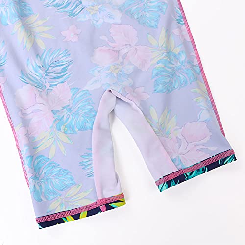 Image of TFJH E Short Sleeve Girls Swimsuits UV 50+ One Pieces Zipper 2-14Y | From beach vacations and pool parties to cruises and water parks, this colorful floral swimsuit is her summer favorite