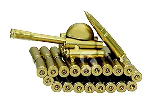 Antlantic Wood Store Bullet Shell Casing Shaped Army Tank Metal Sculpture