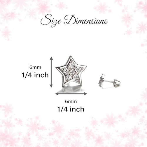 Cherished Moments Children's Sterling Silver Star Screw Back Earrings with Tiny CZ Stones4