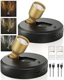 EZVALO Spotlight Indoor with Remote, 4000mAh Rechargeable Battery-Powered Plant Spot Lights, Wireless Mini Uplights with Dimmable & 3-CCT, Timer, Accent Lighting for Pictures, Art, Displays (2-Pack)