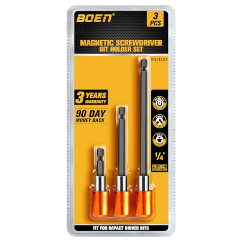boen 3PCS Magnetic Drill Bit Extension Set, 2.5",4", 6" Quick Change Bit Holder, 1/4" Hex Shank, for Impact Driver Screwdriver Bits Use