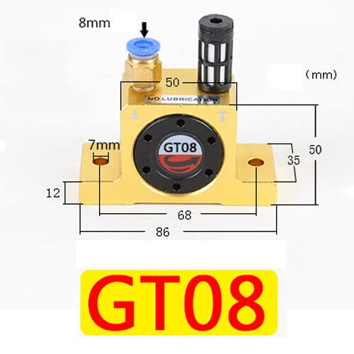 GT8 1/8\'\' Pneumatic Turbine Vibrators, Silent Golden Industrial Turbine Vibrator for hopper Golden with Free Muffler, Pneumatic Ball Vibrators With Silencer and Connector - Thumbnail 2