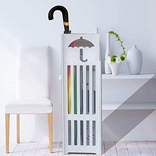 Porte-parapluie d'entrée carré blanc avec support pour modèles courts
