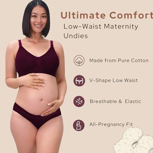 Image of FASHIOSPICE Comfy Maternity Panties| Low Waist V Shape Design Hipster| Super Comfortable Even After C-Section Delivery of Pregnant Women| Pure Cotton