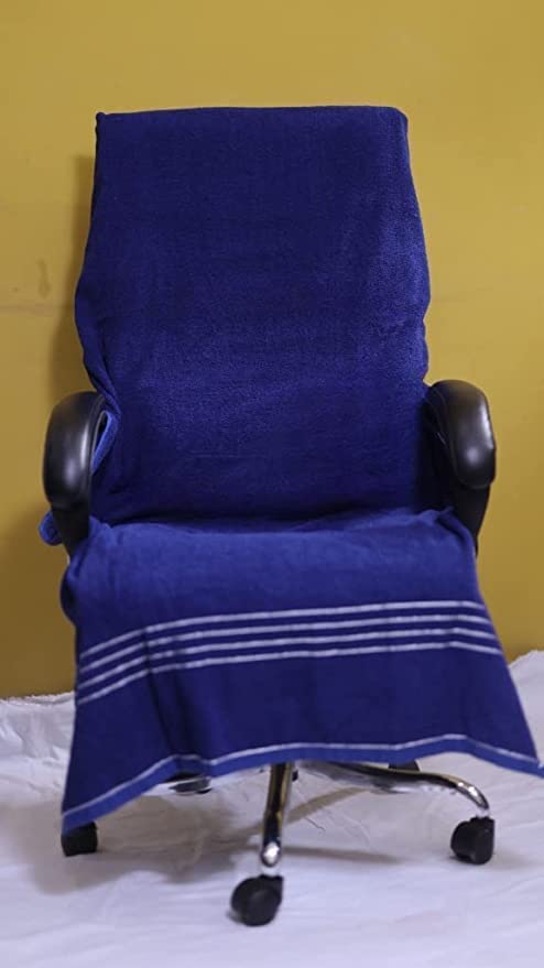 Image of ROMAN HOME 100% Superfine Cotton Solid Large Luxury Office Chair Towel with Tie Knot 450 GSM - (Pack of 1) Original Product AS PER Picture Shown (1, ch Blue)