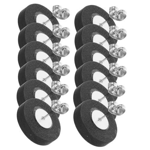 Gogogmee ジュエリー製作用イヤリング 20個:木製スタッドイヤリング金具 ブラック 12mm フラットラウンド木製ブランク ステンレススチール 女性用 ジュエリー製作用 バックストッパー付き