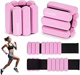 Wrist and Ankle Weights for Women & Men 2 Pack (1lb Each), Adjustable Silicone Wearable Arm & Leg Weights for Pilates, Gym, Yoga, Cardio, Strength Training (Pink)