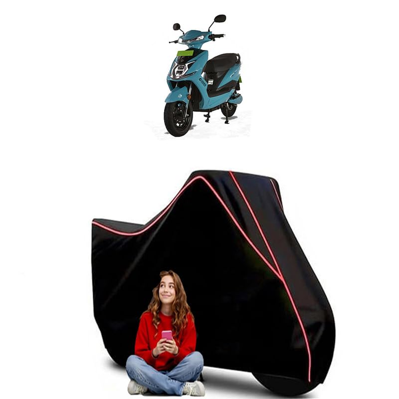 Image of Okaya Faast F2T Scooty Bike Cover Water Resistant Outdoor Use Universal Fit Scooters Motorcycles Heavy Duty UV Protection Dust Rain Scratch Resistant Elastic Bottom Black Blue Piping