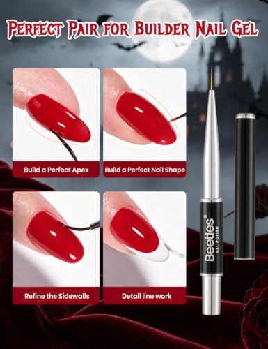 Image of Beetles Crimson Whisper Red Builder Nail Gel & Nail Brush TPO & HEMA-Free
