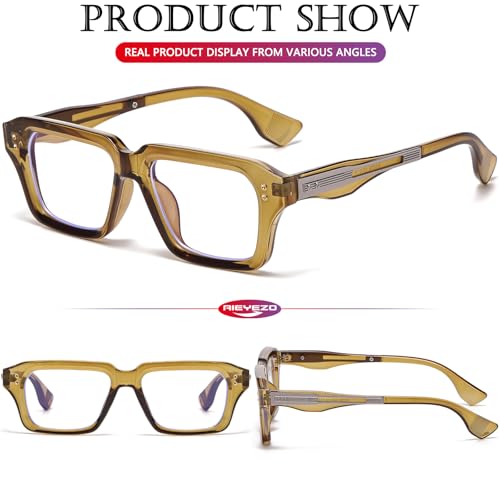 Image of AIEYEZO Fashion Square Blue Light Glasses for Men Women Retro Thick Frame Blue Light Blocking Computer Glasses