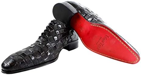 Ivan Troy Zan Men’s Dress Shoes/Square Print Shoes/Italian Men’s Shoes/Men’s Leather Dress Shoes/Italian Oxford Shoes/ (Black, Numeric_13) | Image 3