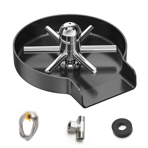 Image of VANCOCO Cup Washer for Sink, 360°Rotary Brushed Stainless Steel Glass Rinser with 11-Hole Water Outlet, Bottle Washer for Kitchen Bar Restaurant, Baby Bottle
