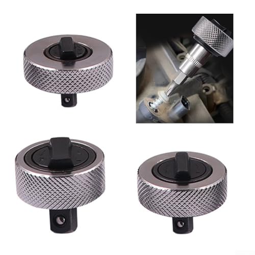 Mini llave de carraca, juego de 3 piezas (1/4, 3/8, 1/2 pulgadas), llave de palma reversible con diseño en forma de bola para un funcionamiento simple de los dedos, compacta y ligera para herramientas