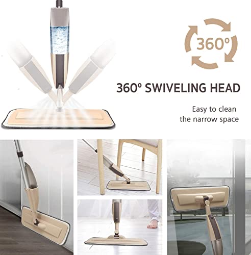 Beyoco B07YRQWNX2 Microfiber Spray Mop For Floor Cleaning, Dry Wet Wood Floor Mop With 3 Pcs Washable Pads, Handle Flat Mop With Sprayer For Kitchen Wood Floor Hardwood Laminate Ceramic Tiles Dust thumb #2