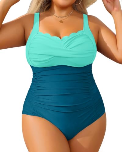Image of Aqua Eve Womens Plus Size One Piece Swimsuit- Tummy Control Bathing Suit Full Coverage Swimwear