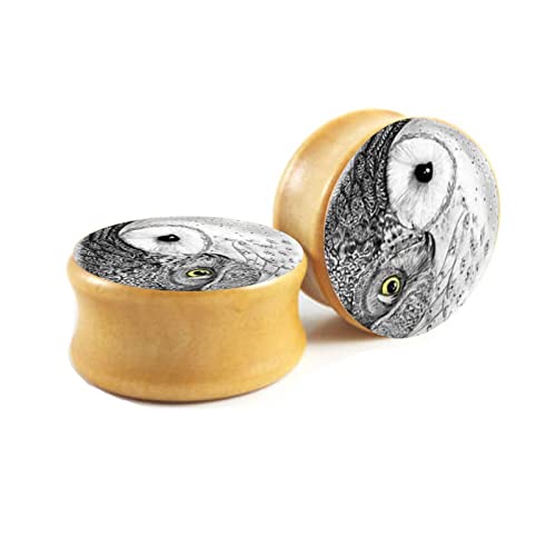 Tunnels pour femmes contre irritations des lobes, jaugé bois confort hibou