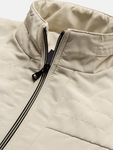 Image of SHOWOFFFF Men Solid Bomber Jacket | Mock Collar Full Sleeves Nylon Jacket for Mens | Slim Fit Regular Length Jacket for Men's