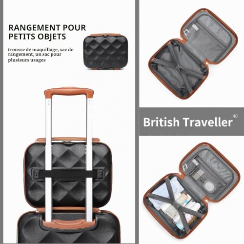 British Traveller Vanity Case Voyage Rigide 31x25x17.2cm Noir/Brun – vue 5