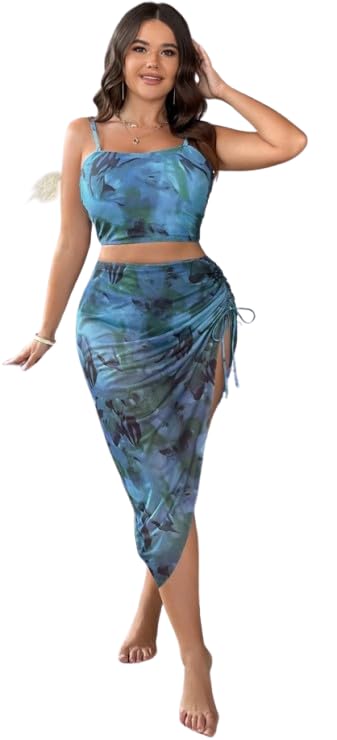 Plus Size Casual Random Printed Sleeveless Swimsuit-image-2
