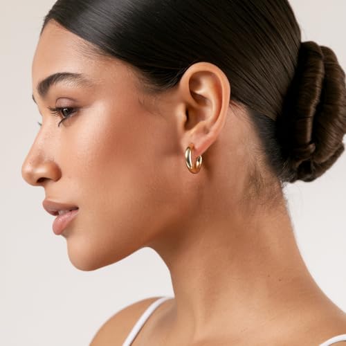 14K Gold-Plated, Lightweight, Open Hoop Earrings For Women3