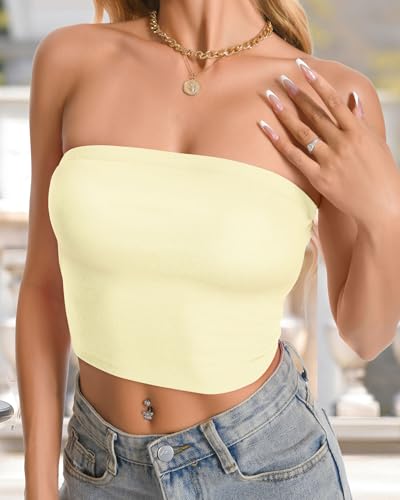 Image of Summer Tube Tops Basic Crop Tops for Women Strapless Tank Casual Tunics Sexy Short Shirts 2026