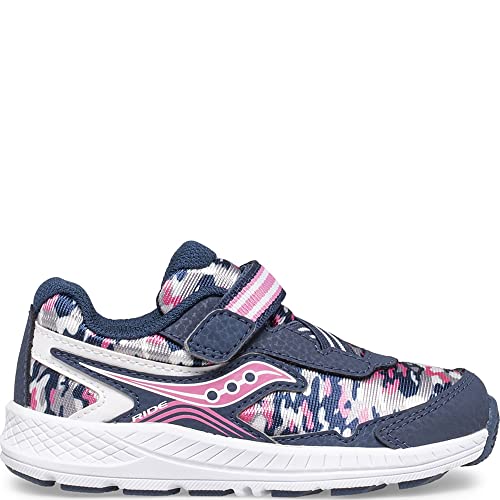 Saucony Ride 10 JR Running Shoe, Navy/Pink CAMO, 5.5 US Unisex Little Kid