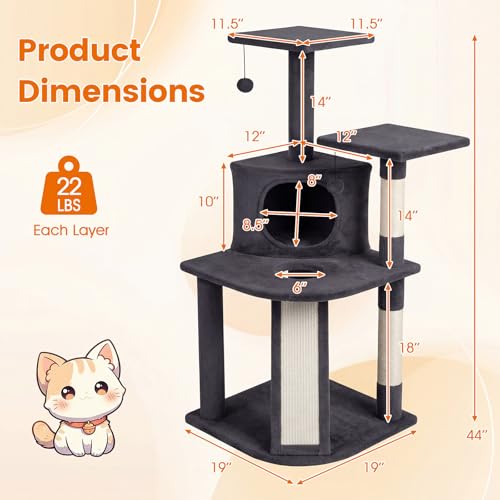 Árbol para Gato Moderno Multi-Niveles 44 pulgadas Gris Oscuro miniatura 3