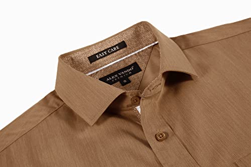 Alex Vando Mens Bamboo Dress Shirts Wrinkle Free Regular Fit Stretch Button Down Shirt