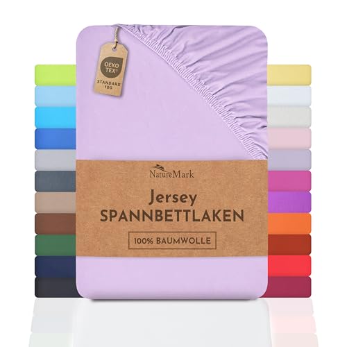 NatureMark Jersey Spannbettlaken, Spannbetttuch 100% Baumwolle in vielen...