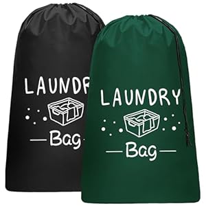 Sylfairy 2 Pack Additional Massive Journey Laundry Bag, Soiled Garments Organizer with Drawstring,Heavy Obligation Journey Laundry Luggage,Straightforward Match a Laundry Hamper Journey Necessities