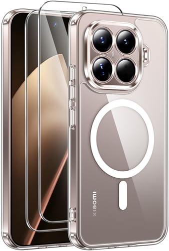 Opkiegrn Magnetisch Hülle Kompatibel mit Xiaomi 15T Pro mit 2 Schutzfolie [Nie Vergilbung] Transparent Handyhülle Stoßfest Kratzfest Rückseite Schutzhülle Case Durchsichtig