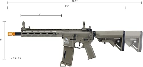 Vista 58 de Lancer Tactical Gen 3 Polímero ligero y duradero M4 Airsoft MLOK AEG con tapa media de alta velocidad con disparador rápido programable