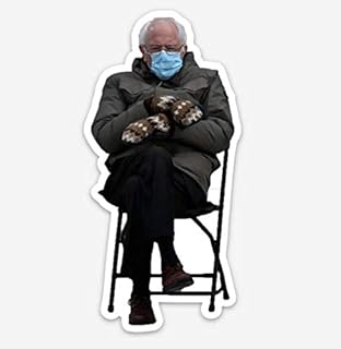Bernie Sanders Mittens Sitting Inauguration, Magnet 4" by 1.95" - Make Real Life a Meme, Perfect for Refrigerator, Dorm, Office, Garage, Mancave and More