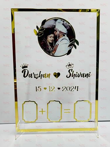 Image of Couple Thumb Gift with Photo | 29 * 21 CM | Wedding Thumb Print |Finger Print Gift| Personalized Text & Photo | Valentine's day Gift