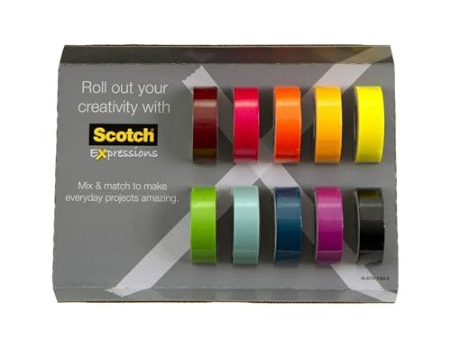 Scotch Washi Tape, 10 Rolls – Ideal for Bullet Journals, School and Craft Supplies, and Teacher Gifts