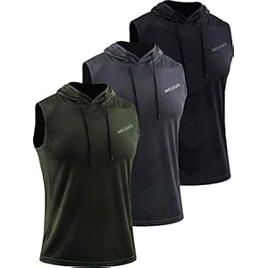 Neleus Men’s Workout Tank Tops 3 Pack Sleeveless Running Shirts with Hoodie