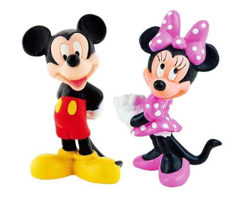 Figuras Mickey e Minnie Mouse decorativas, conjunto de 2 bonecas da Disney, estilo clássico, figuras colecionáveis em PVC para presente infantil, bolo de aniversário e decoração. 7 cm (Edição especial