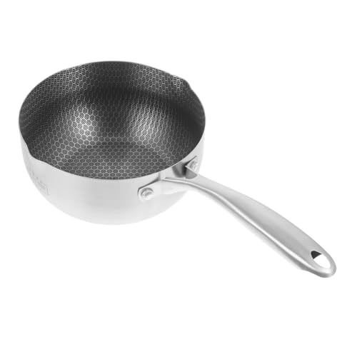 Toyvian Sartén Pequeña de Acero Inoxidable con Superficie Antiadherente Panal para Freír Huevos Mango Ergonómico Antideslizante para Cocinas de Inducción y Uso Diario