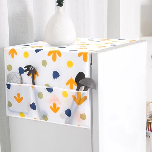 Gdfnmogo PEVA - Funda para refrigerador para electrodomésticos con protección contra el polvo, bolsa de almacenamiento de 130 x 54 cm con bolsillos laterales, reutilizable, impermeable, cubierta de