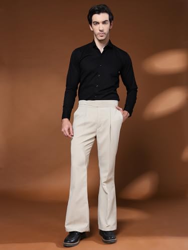 Image of Gurkha Pants for Men | Trouser for Men | Formal Pant | Classic Button | Bell Button High Waist Pleated Casual Trousers | Flared Leg Pants for Office Smart Casual Travel Party