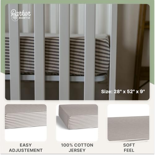 Image of Parker Baby Soft & Durable Fitted Baby Crib Sheets | Snug Fit for Standard Crib Mattresses | Machine Washable, Fade-Resistant & Modern Nursery Designs