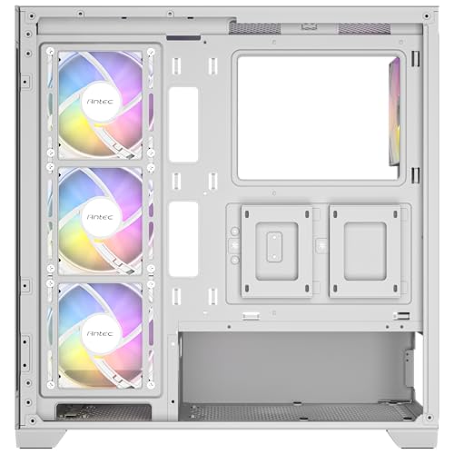 Image of Antec CX300 RGB Elite White with Panoramic 270 Degree View, Vertical Cooling, 4X 120mm Pre Installed RGB Fans, 420mm GPU Support, ATX Mid Tower Gaming Cabinet