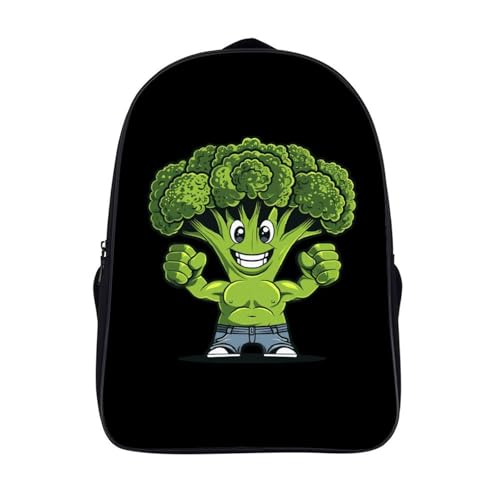 Broccoli Gym Bodybuilding Funny 16 Inch Backpack for Men Women Casual Daypack with 2 Compartment for Travel Work