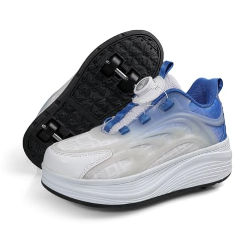 ENEN Zapatos con Ruedas Zapatillas con 4 Ruedas para Niños y Niña, Moda Exterior Zapatillas de Correr al Aire Libre de Patinaje sobre Ruedas Multifuncionales en Dos