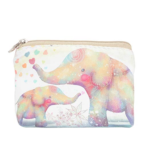 Women and Girls Cute Fashion Coin Purse Wallet Bag Change Pouch Key Holder (Mother Love Elephant)