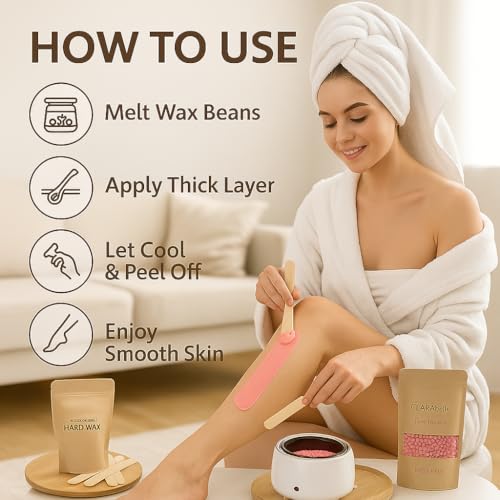 Image of CLARAbelle Professional Rose Pink Hard Wax Beans for Women | Stripless & Painless Hair Removal | Upper Lips, Face, Arms, Legs, Bikini & Full Body | Coarse Hair | Smooth Skin (800g)