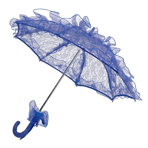 Zerodis Sol Paraguas, de Encaje Hecho a Mano Paraguas Elegante Protección Solar Elegante con Manejo Ergonómico de Encaje Nupcial de Encaje de Encaje de Fotografía para Bodas, Fiestas de (BLUE)